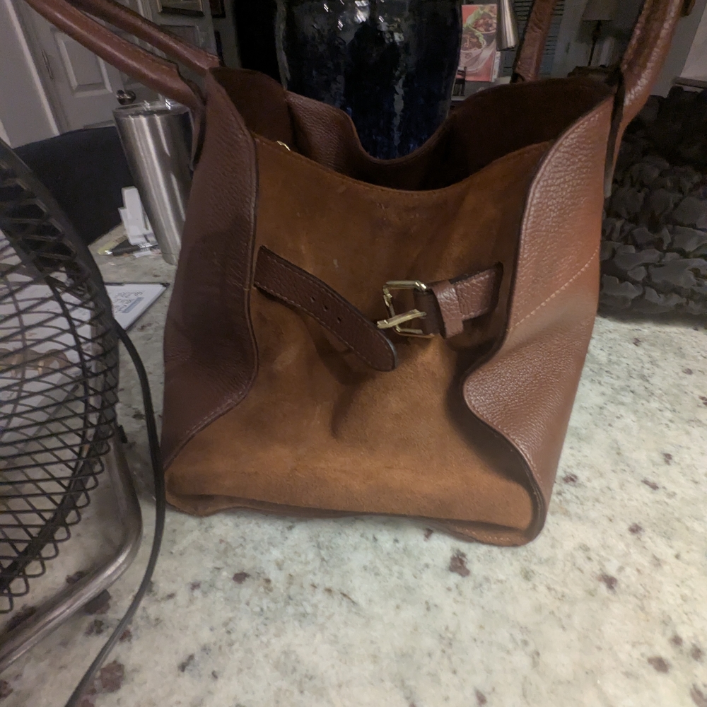 Brown Leather Satchel with Classic Dome Shape - Picture 7 of 9